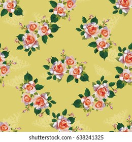 Patrón floral sin fisuras con rosas rosas rosas Vector Ilustración EPS8
