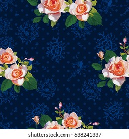 Seamless floral pattern with rose roses Vector Illustration EPS8
