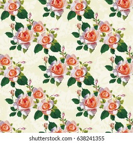 Seamless floral pattern with rose roses Vector Illustration EPS8
