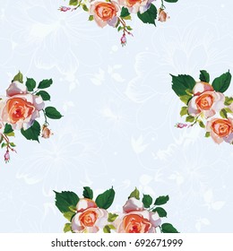 Seamless floral pattern with rose roses Vector Illustration EPS8