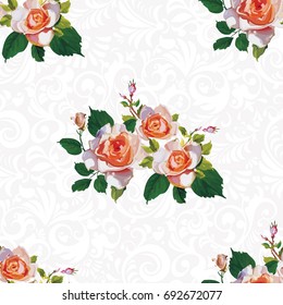 Seamless floral pattern with rose roses Vector Illustration EPS8