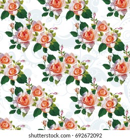 Seamless floral pattern with rose roses Vector Illustration EPS8