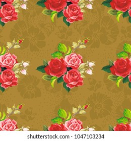 Seamless floral pattern rose Vector Illustration
