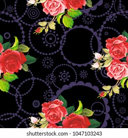 Seamless floral pattern rose Vector Illustration