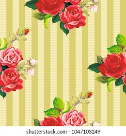 Seamless floral pattern rose Vector Illustration