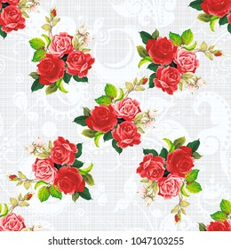 Seamless floral pattern rose Vector Illustration