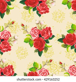 Seamless floral pattern with rose Vector Illustration EPS8