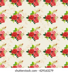 Patrón floral sin fisuras con vectores de rosa Ilustración EPS8