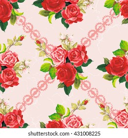 Seamless floral pattern rose Vector Illustration EPS8