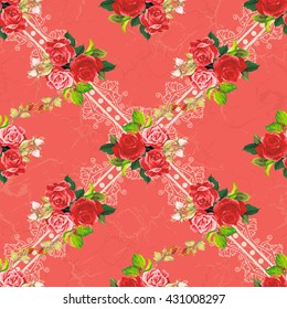 Patrón floral sin soldadura rosa Vector Ilustración EPS8