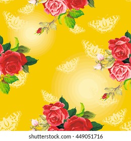 Seamless floral pattern rose Vector Illustration EPS8