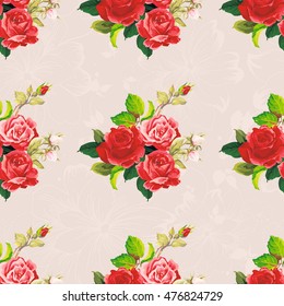 Seamless floral pattern rose Vector Illustration EPS8
