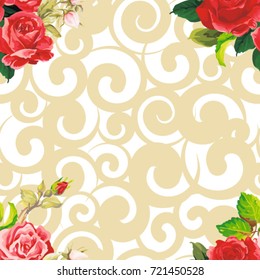 Seamless floral pattern rose Vector Illustration EPS8