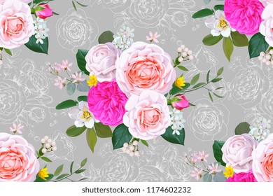 Seamless floral pattern with roses