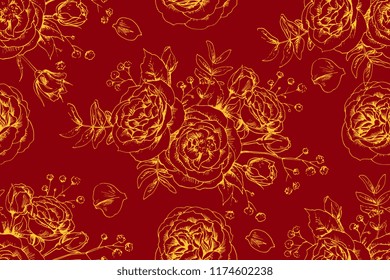 Seamless floral pattern with roses