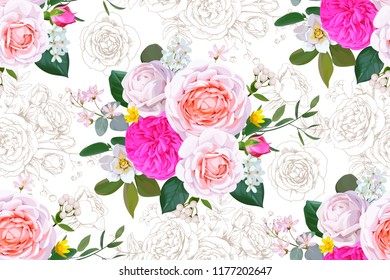 Seamless floral pattern with roses