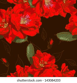 Seamless floral pattern with roses