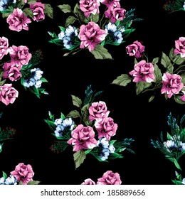 Seamless floral pattern with of roses