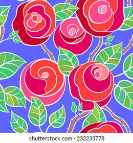 Seamless floral pattern with roses.