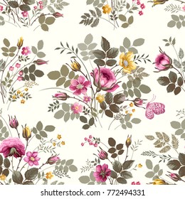 seamless floral pattern with roses