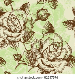 Seamless floral pattern with roses