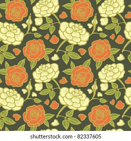 Seamless floral pattern with roses