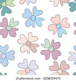 Patrón floral sin foco con rosas basadas en ornamentos tradicionales de arte folclórico. Flores de colores sobre fondo blanco. Estilo Doodle. Ilustración vectorial. Diseño para tela, textil, papel.