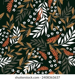 Seamless floral pattern with of roses and birds. Vector background.