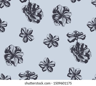 Seamless floral pattern with roses hand drawing decorative background. Vector Illustration. Print for textile, cloth, wallpaper, scrapbooking