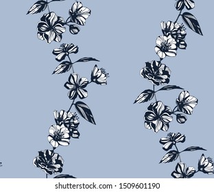 Seamless floral pattern with roses hand drawing decorative background. Vector Illustration. Print for textile, cloth, wallpaper, scrapbooking