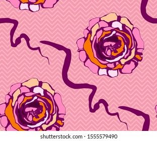 Seamless floral pattern with roses hand drawing decorative background. Vector Illustration. Print for textile, cloth, wallpaper, scrapbooking
