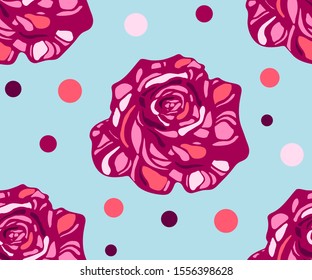 Seamless floral pattern with roses hand drawing decorative background. Vector Illustration. Print for textile, cloth, wallpaper, scrapbooking