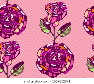 Seamless floral pattern with roses hand drawing decorative background. Vector Illustration. Print for textile, cloth, wallpaper, scrapbooking