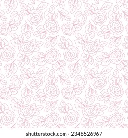 Patrón floral sin soldadura con rosas, línea.