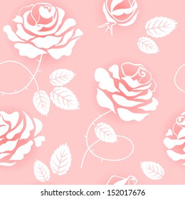 Seamless Floral Pattern with Roses on a pink background