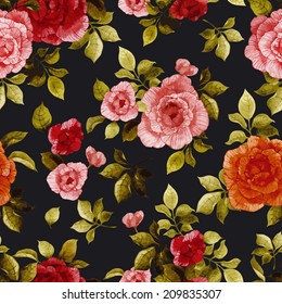 Floral Seamless Pattern Flower Rose Background Stock Vector (Royalty ...