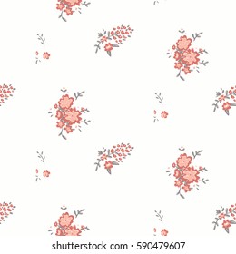 seamless floral pattern with roses on white background Delicate floral background. Pink graphic print