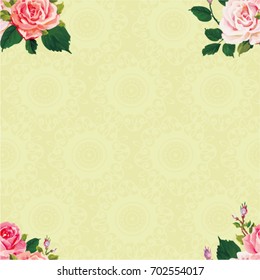 Seamless floral pattern with roses on green leaves Vector Illustration EPS8