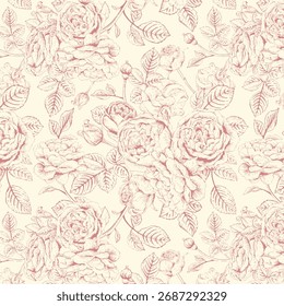 Patrón floral sin fisuras con rosas en colores pastel