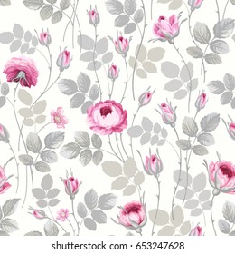 seamless floral pattern with roses in pastel colors