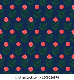 Seamless floral pattern with roses and tulips