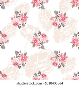 Seamless floral pattern with roses Vector Illustration