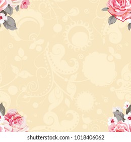 Seamless floral pattern with roses Vector Illustration