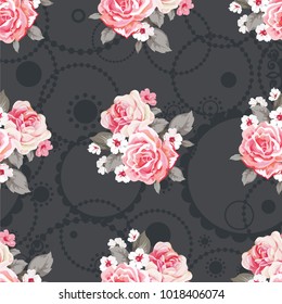Seamless floral pattern with roses Vector Illustration
