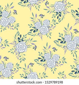 Seamless floral pattern with roses, vector illustration in vintage style