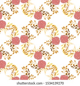 Seamless floral pattern with roses, vector illustration in vintage style