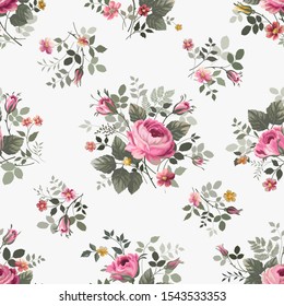 seamless floral pattern with roses. vector pattern with rose bouquet