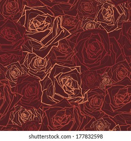 Seamless floral pattern with of roses. Vector illustration.