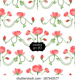 Seamless Floral Pattern with Roses. Vector illustration, eps10.