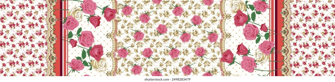 Seamless floral pattern with roses Vector. Elegance vector texture with roses. Stylish beautiful floral seamless pattern